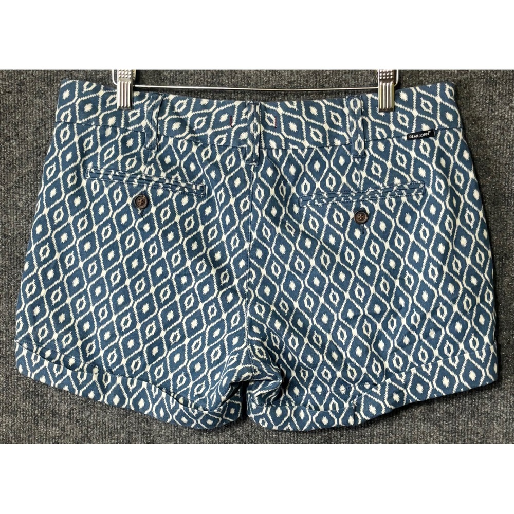 Dear John Blue White Ikat Diamond Geometric Cuffed Shorts Size 31 Womens - Picture 2 of 6